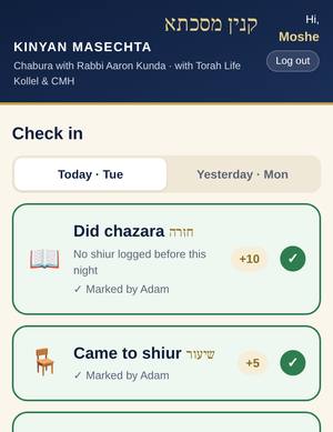 Check-in buttons